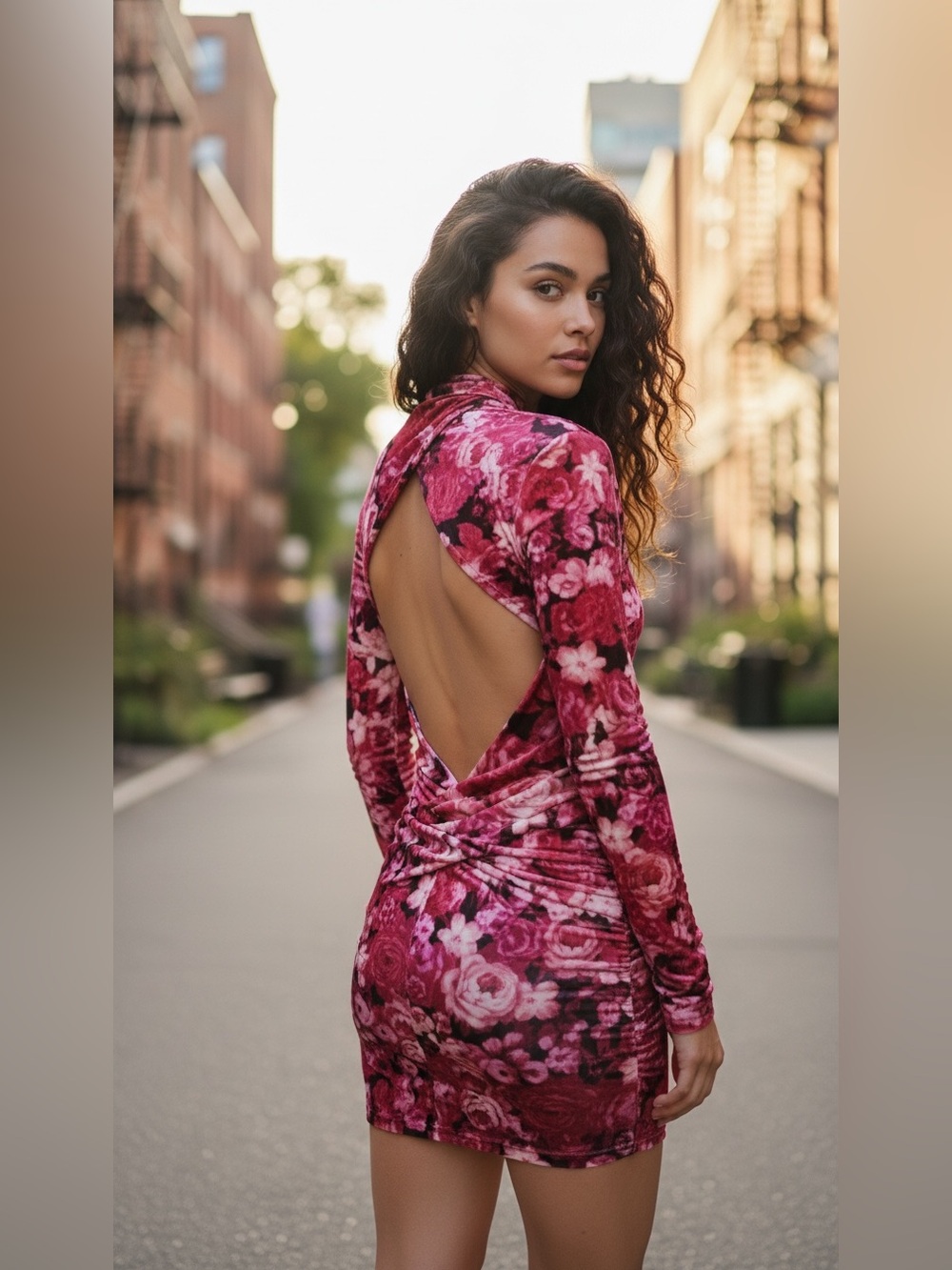 NWT The Andamane Kiki X Revolve Mini Dress in Floral Black Multi Size 40 Small
